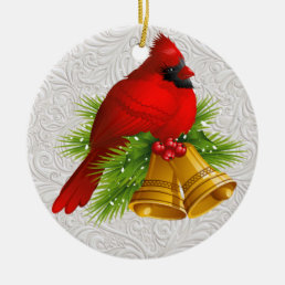 Pretty Red Bird Ceramic Ornament