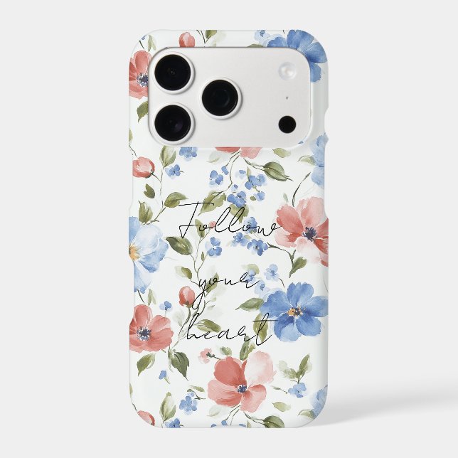 Pretty Red Blue Flowers Case-Mate iPhone Case (Back)