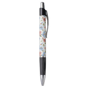 Pretty Red Blue Flowers Pen