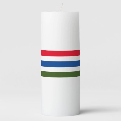 Pretty Red Blue Green Stripe on White Background   Pillar Candle