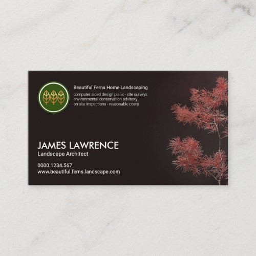 Pretty Red Bonsai Tree Landscaping Business Card