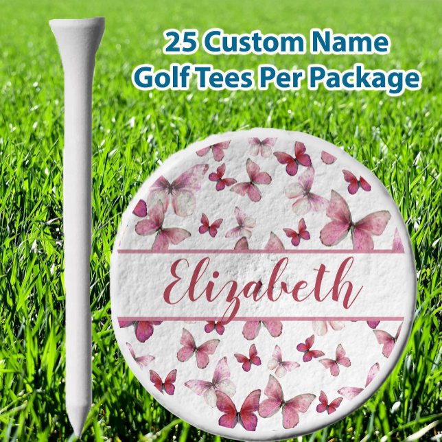 Pretty red butterfly with custom name womens golf tees (Creator Uploaded)