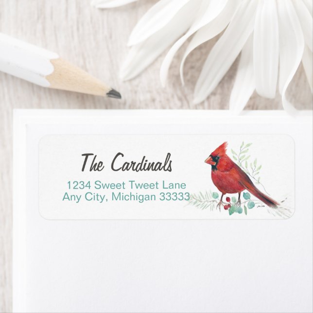 Pretty Red Cardinal Art Label (Insitu)