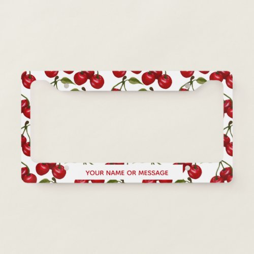 Pretty Red Cherry Watercolor License Plate Frame