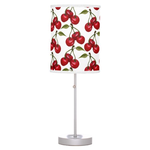 Pretty Red Cherry Watercolor Table Lamp