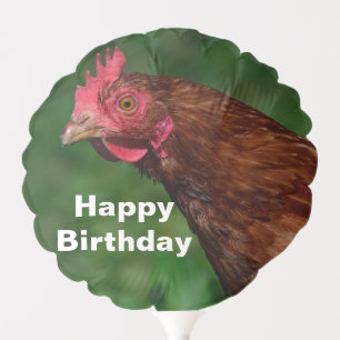 Pretty Red Chicken Face Photo Birthday Balloon