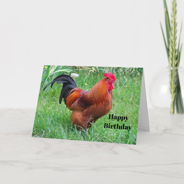 Pretty Red Chicken Profile Photo Birthday Card (Front)