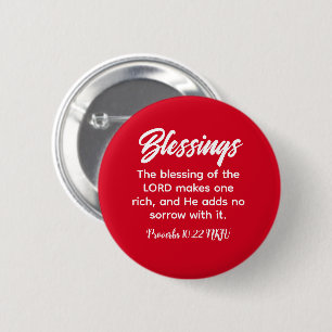 Pretty Red Christian Faith Blessings Bible Verse Button