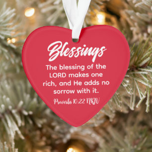 Pretty Red Christian Faith Blessings Bible Verse Ornament