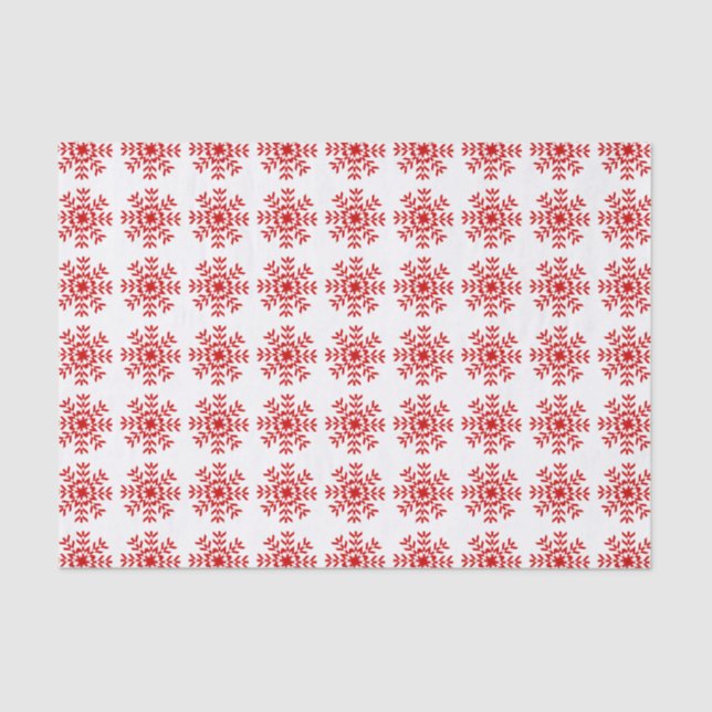Pretty Red Christmas Snowflake Tissue Paper (Front)