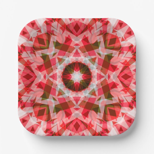 Pretty Red Christmas Star Party Snacks Nibbles Paper Plates (Front)