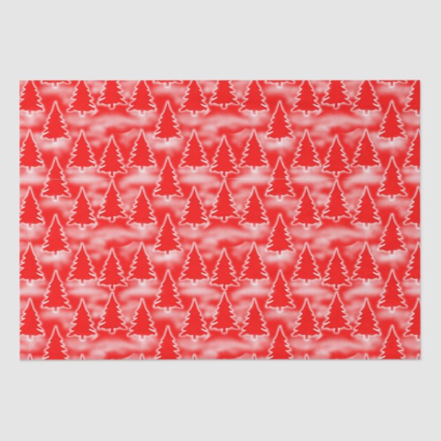 Pretty Red Christmas Trees Tissue Paper (Front)