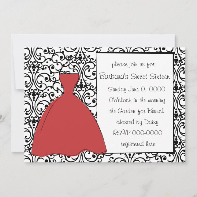 Pretty Red Dress Invitation (Front)
