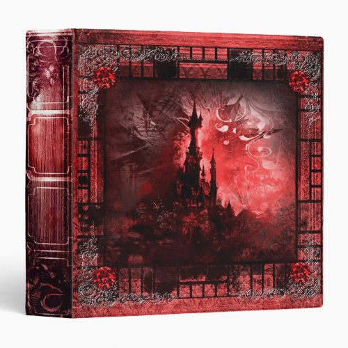 Pretty Red Fantasy Castle Ancient Tome Book 3 Ring Binder