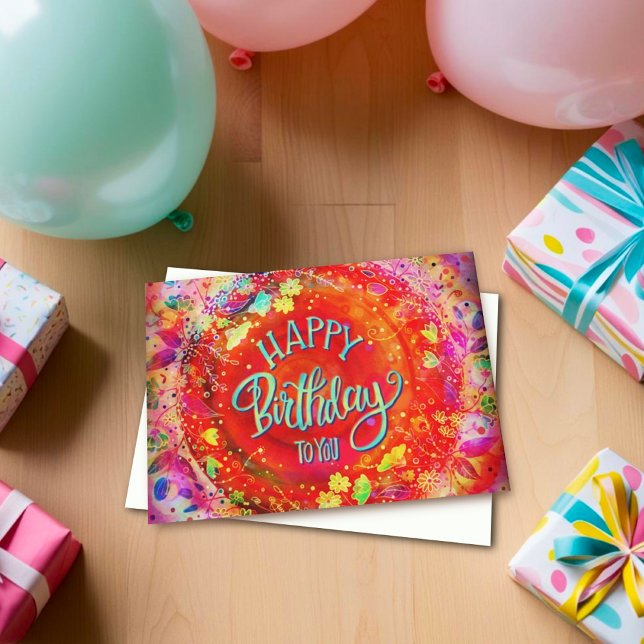 Pretty Red Floral Happy Birthday Card (Creator Uploaded)