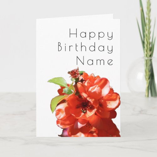 Pretty Red Flower Quince Floral Art Deco Birthday Card