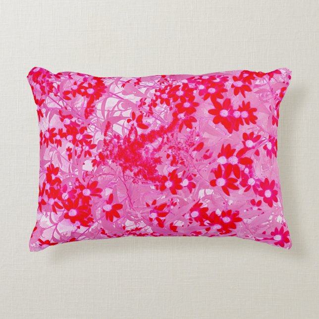 Pretty Red Flowers Accent Pillow (Front)