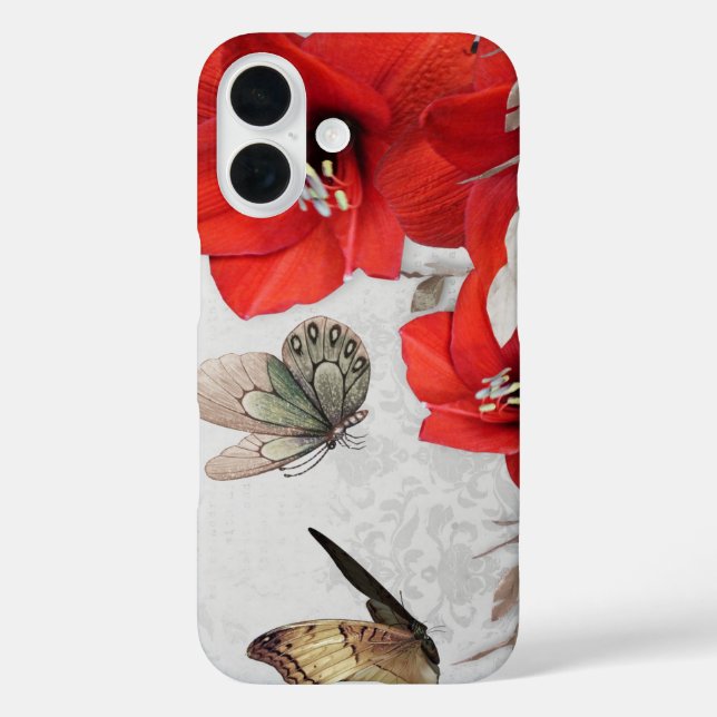 pretty red flowers butterflies case (Back)