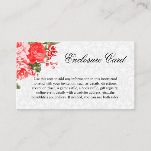 Pretty Red Flowers  Enclosure Card