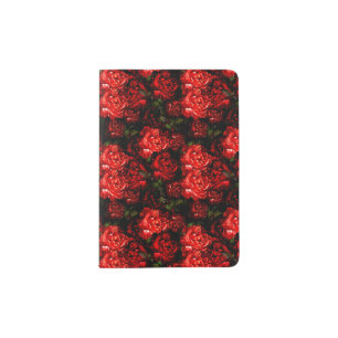 Pretty Red Flowers & Greenery Passport Holder