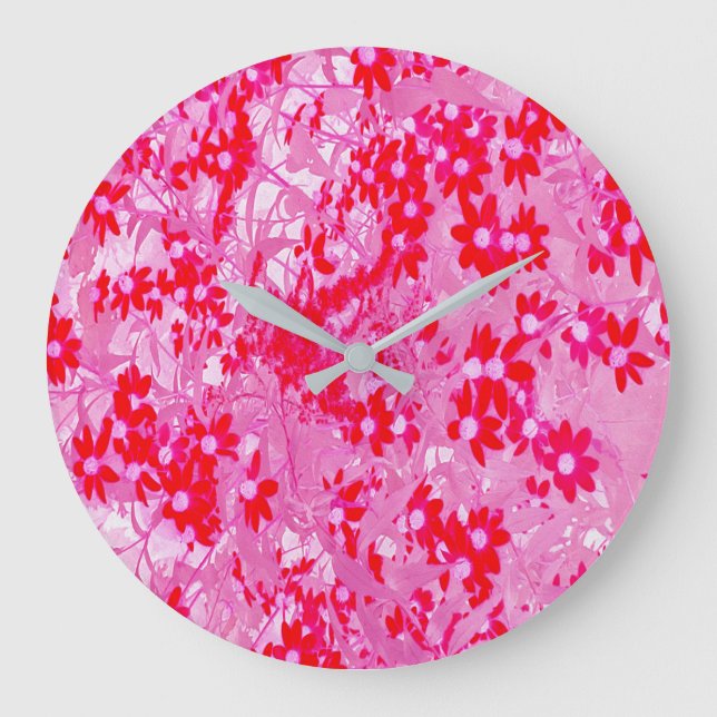 Pretty Red Flowers Large Clock (Front)