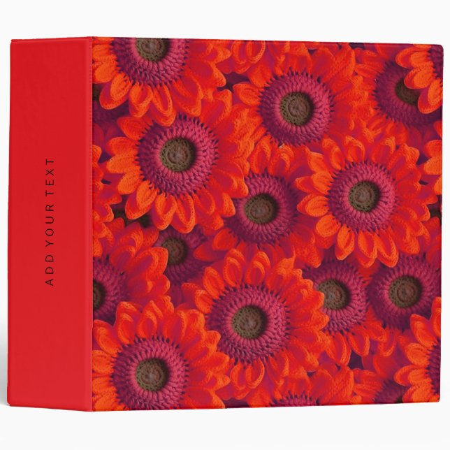 Pretty red flowers pattern 3 ring binder (Front/Spine)