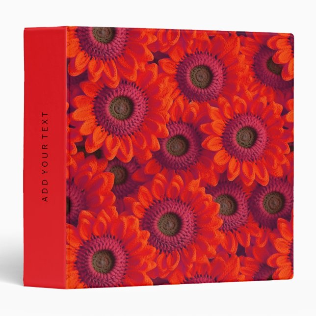 Pretty red flowers pattern 3 ring binder (Front/Spine)