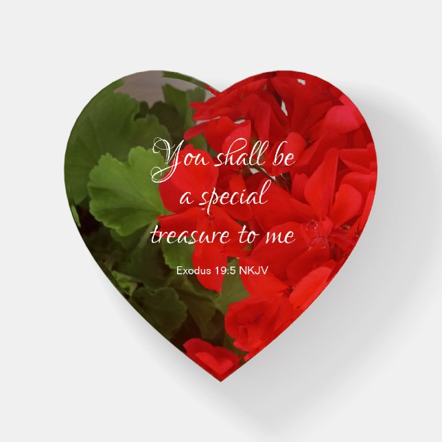 Pretty Red Flowers Special Treasure Bible Verse Paperweight (Front)