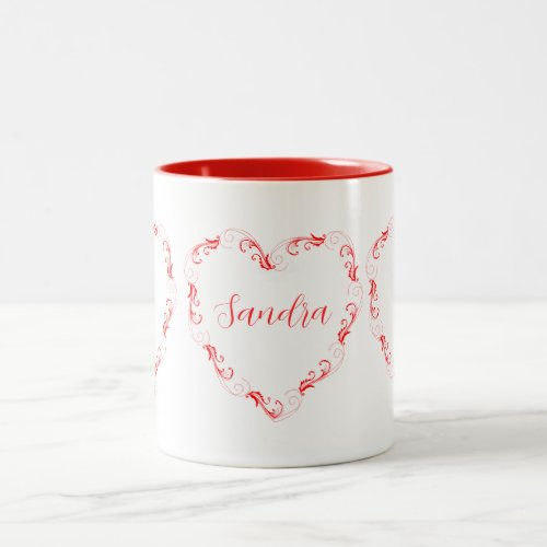 Pretty Red Heart Valentines Name Coffee Mug