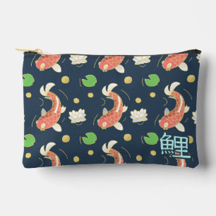 Pretty Red Koi With Kanji Accessory Pouch