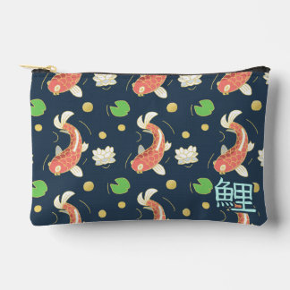 Pretty Red Koi With Kanji Accessory Pouch