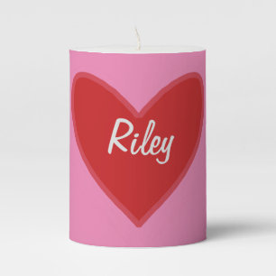 Pretty Red Large Heart Valentine’s Day Pillar Candle