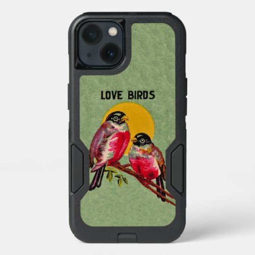Pretty Red Love Birds Tree Branch Yellow Sun iPhone 13 Case