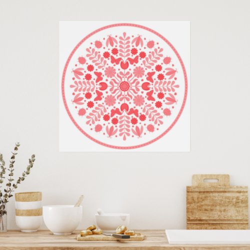 Pretty red mandala pattern poster