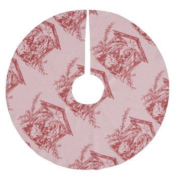 Pretty Red Nativity Brushed Polyester Tree Skirt by BlayzeInk at Zazzle