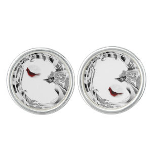 Pretty Red Northern Cardinal Bird Cufflinks