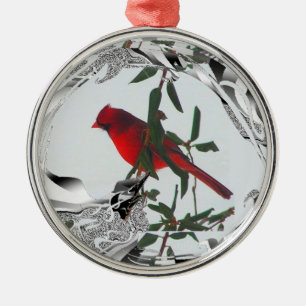 Pretty Red Northern Cardinal Metal Ornament