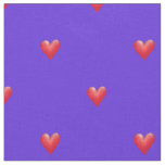 Pretty Red Painted Hearts on Purple Fabric