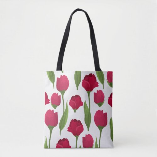 Pretty Red Pink Botanical Roses Tote Bag