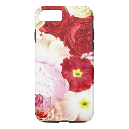 Pretty Red Pink Floral Roses  Peonies iPhone 87 Case