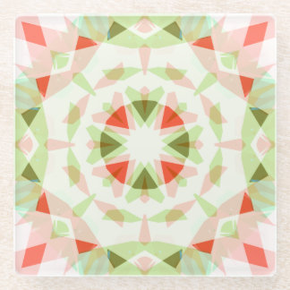 Pretty Red Pink Green Star Fun Boho Dopamine Decor Glass Coaster