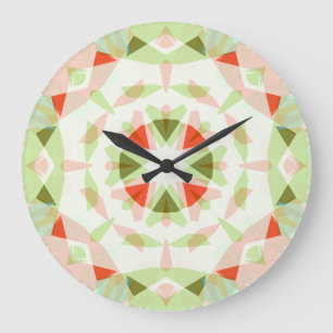 Pretty Red Pink Green Star Fun Boho Dopamine Decor Large Clock