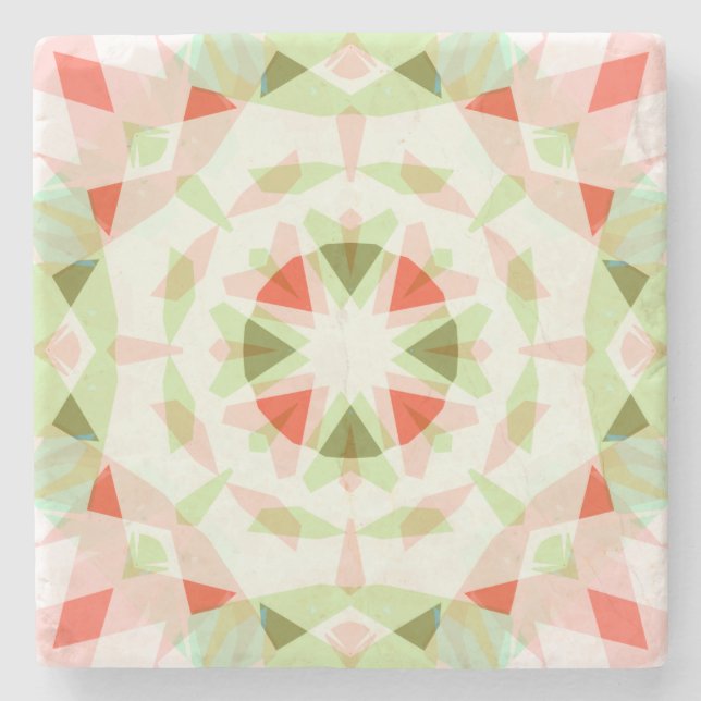 Pretty Red Pink Green Star Trendy Dopamine Decor Stone Coaster (Front)