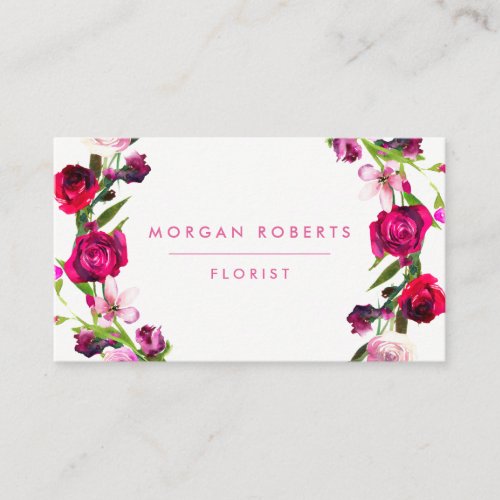Pretty Red  Pink Rose Floral Beauty Florist Hair Business Card