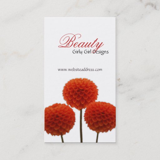 Customizable Pretty Red Pom Flowers Business Cards