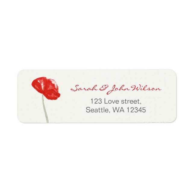 Pretty Red Poppies floral address label (Front)