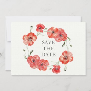 Pretty Red Poppies floral save the dates Save The Date
