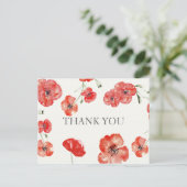 Pretty Red Poppies floral Thank You notes (Standing Front)