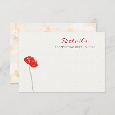 Pretty Red Poppies floral wedding  Enclosure Card