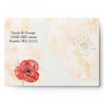 Pretty Red Poppies floral wedding envelope